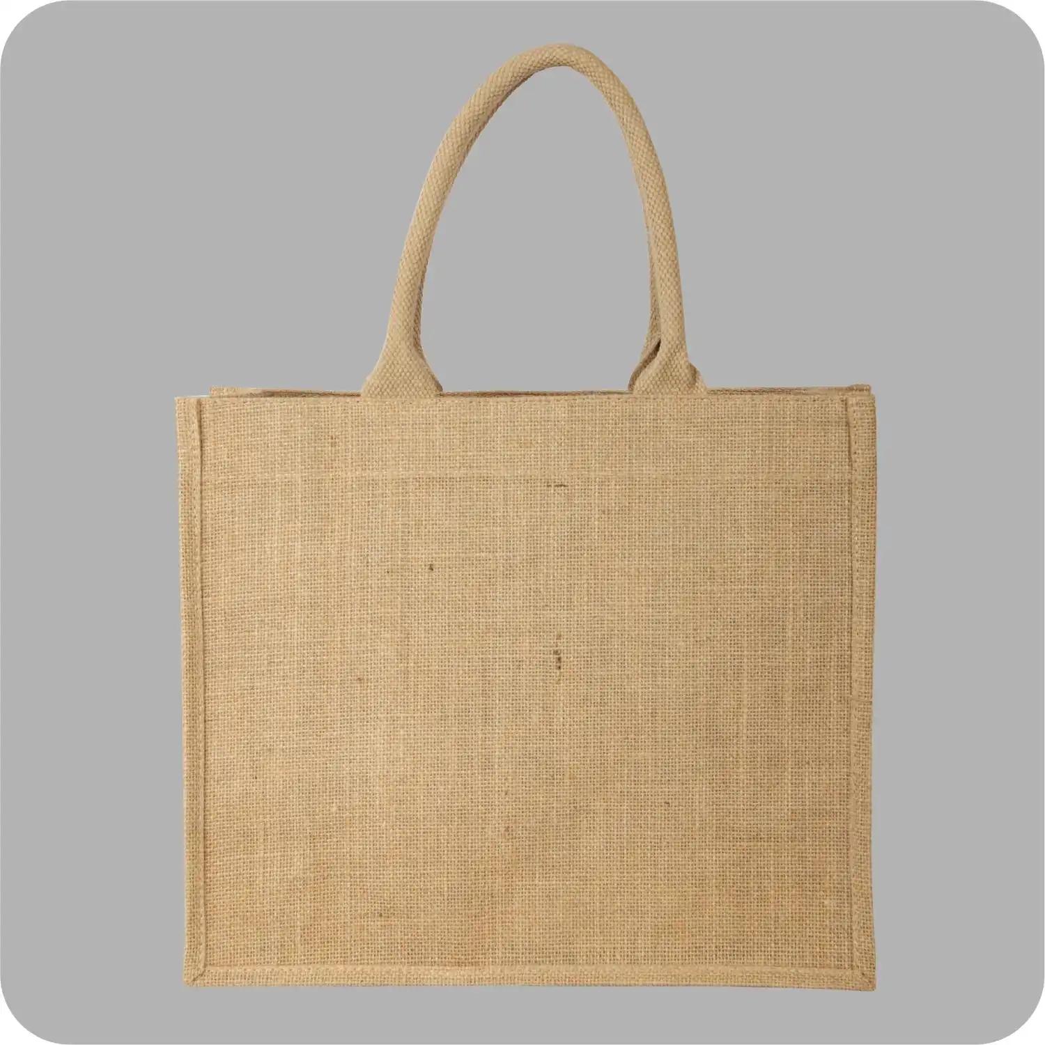 12x10x5 Inches, Fine Quality Cotton Cord Handled, Jute Tote Bags