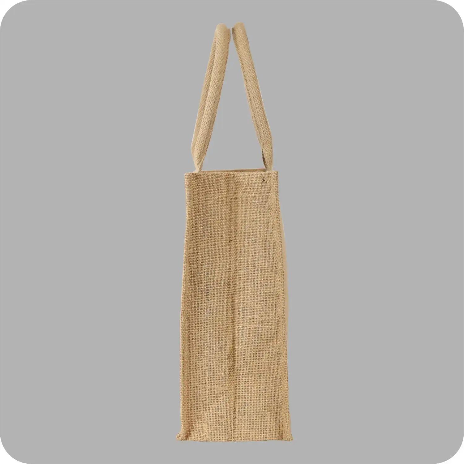 12x10x5 Inches, Fine Quality Cotton Cord Handled, Jute Tote Bags